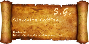 Simkovits Gréta névjegykártya